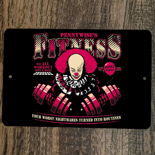 Pennywise Fitness 8x12 Metal Wall Halloween Sign Horror