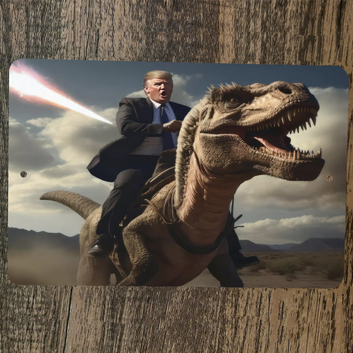 Trump on Dinosaur T Rex Donald 8x12 Metal Wall Sign USA 45