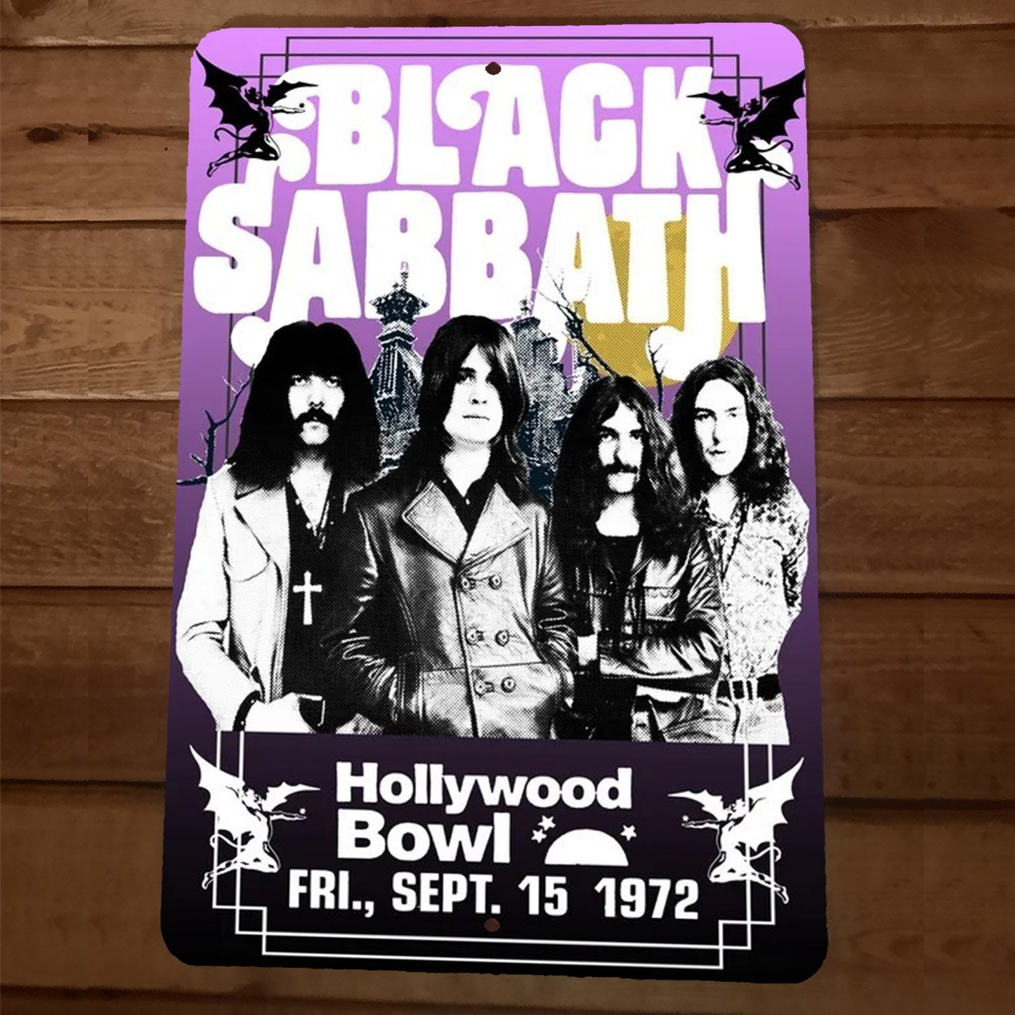 Hollywood Bowl 1972 Black Sabbath 8x12 Metal Wall Sign