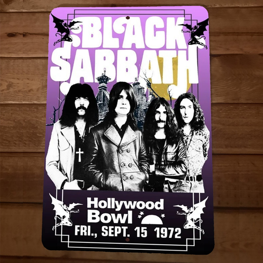Hollywood Bowl 1972 Black Sabbath 8x12 Metal Wall Sign