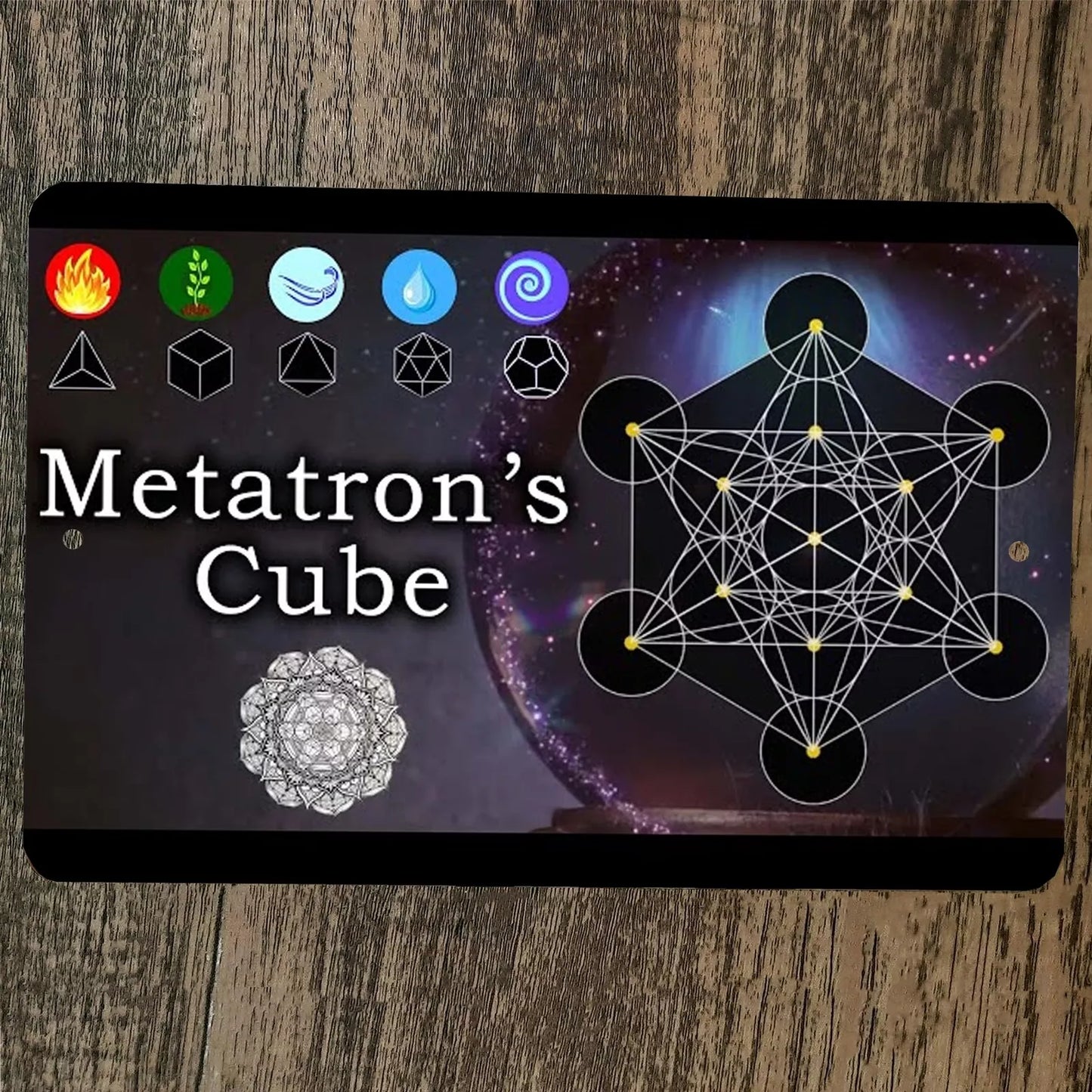 Sacred Geometry Metatrons Cube  8x12 Metal Wall Sign