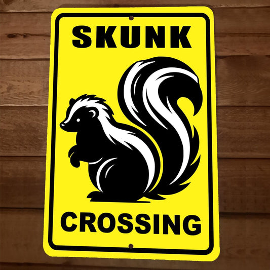 Skunk Crossing 8x12 Metal Wall Sign Animal Poster