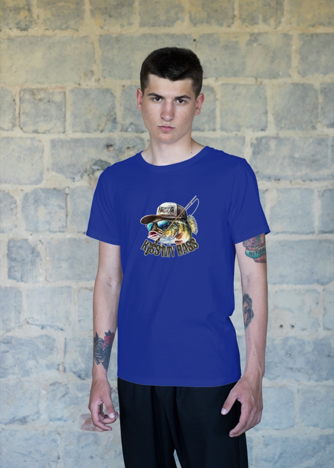 Kiss My Bass Fish  Mens T Shirt