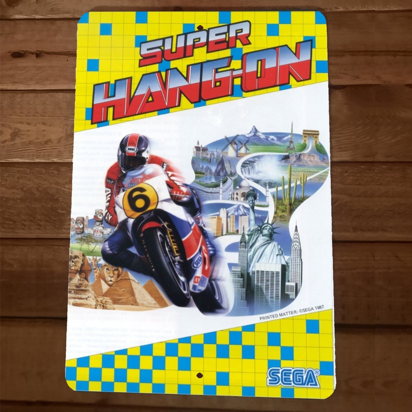 Super Hang On Motorcycle Game Cover Art Sega Master System 8x12 Wall Sign