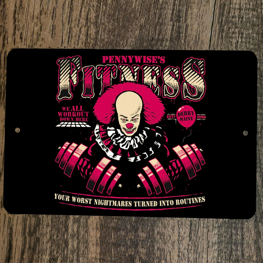 Pennywise Fitness 8x12-Inch Metal Halloween Wall Sign - Horror Theme