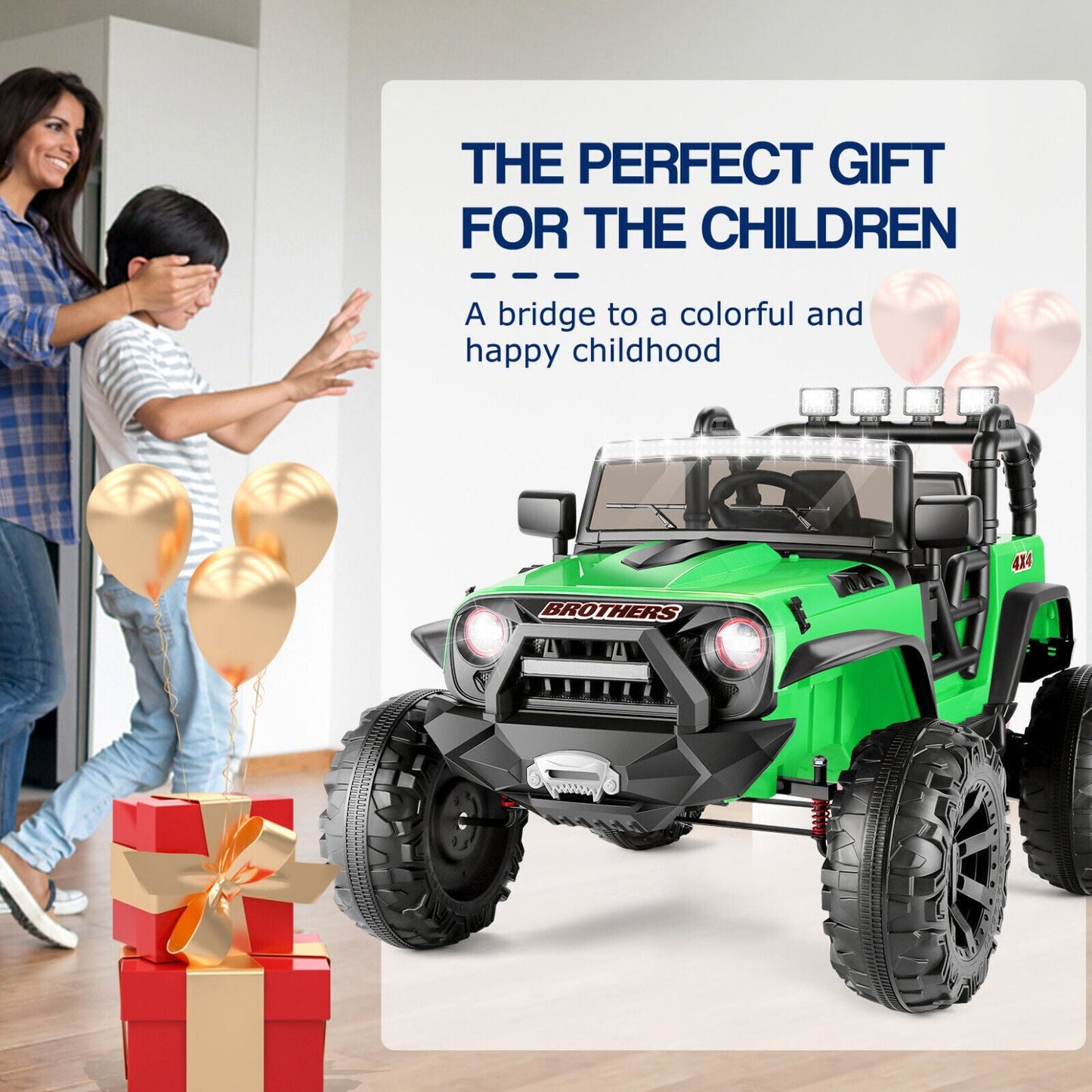 Electric 2 Seater Kids Ride On Truck with Remote Control and Powerful 200W Motors - 3 Speed Options and Long-Lasting Battery