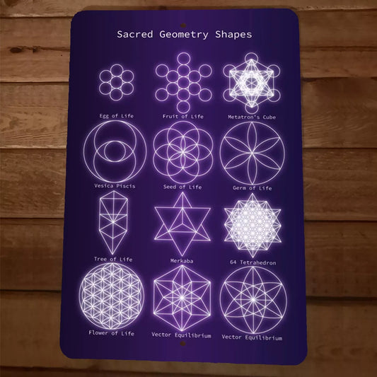 Sacred Geometry Symbols 8x12 Metal Wall Sign