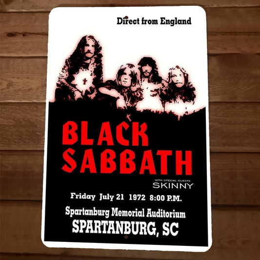 1972 Spartanburg SC Black Sabbath 8x12 Metal Wall Sign