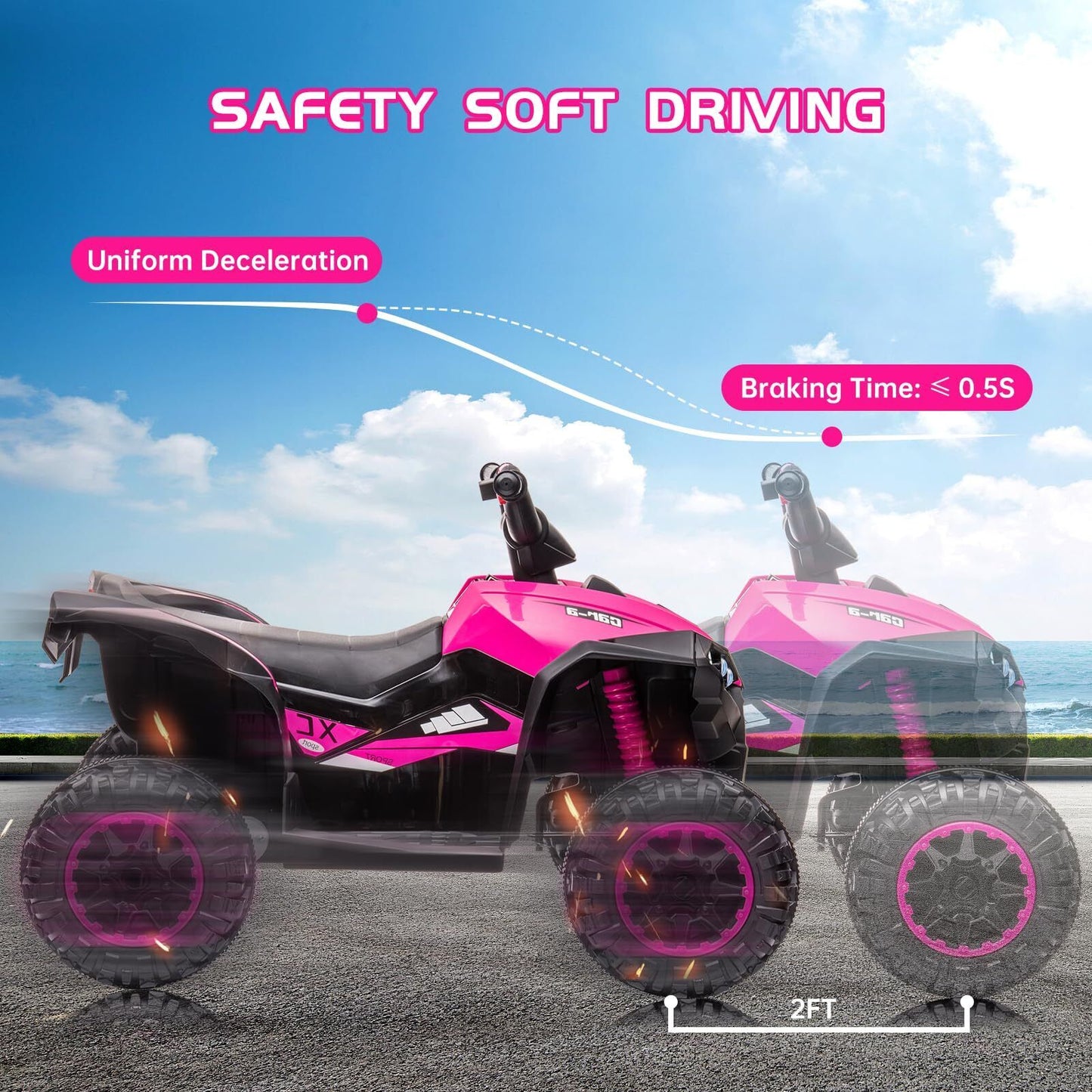 4-Wheel Dual Drive Kids Ride On Car with Parent Remote - 12V Pink