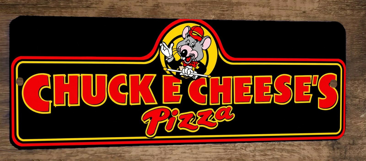 4x12 Chuck e Cheese Pizza Banner Marquee Metal Wall Sign BLACK