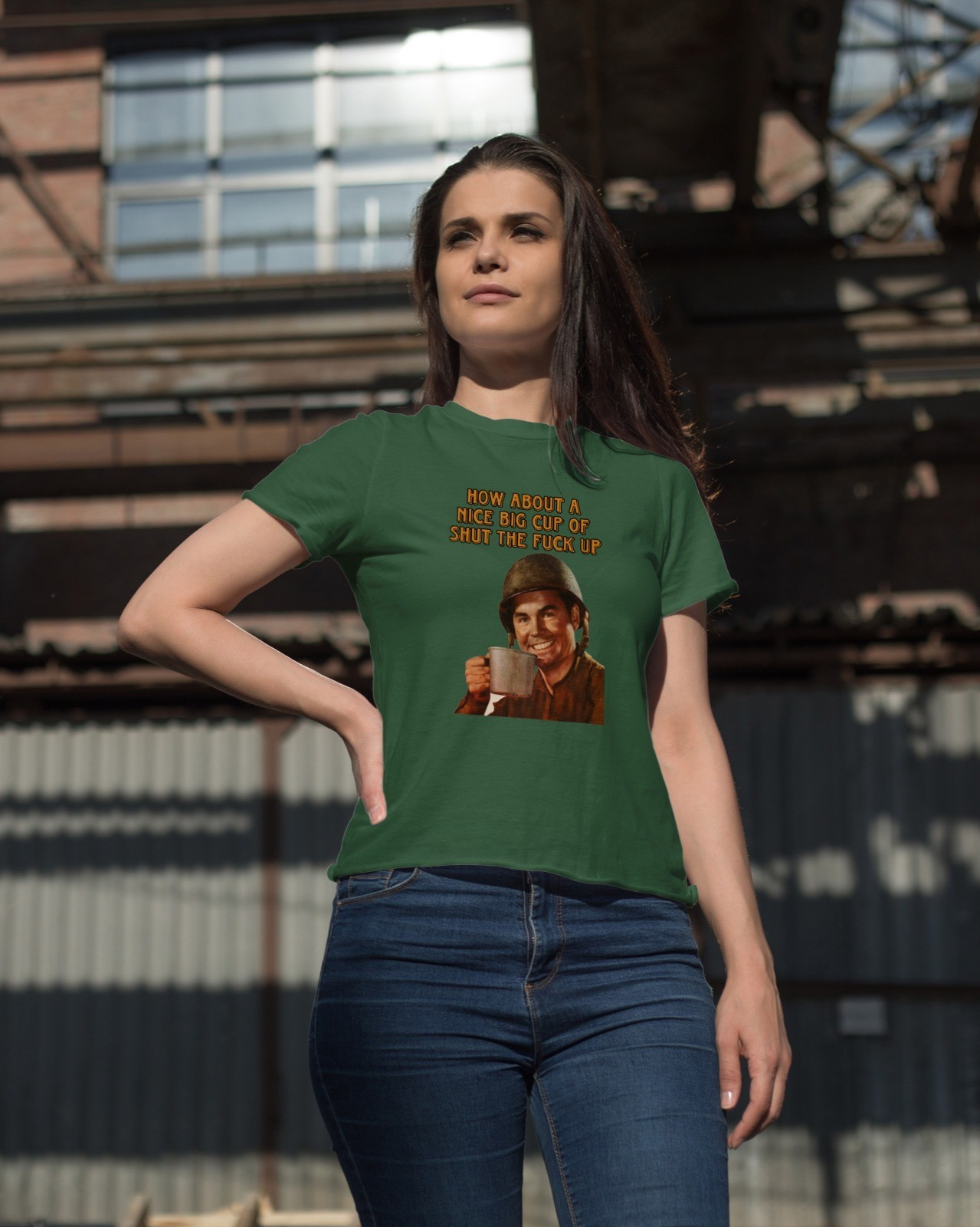 How About a Nice Big Cup of Shut the F**k Up Soldier Mens T Shirt Mens T Shirt