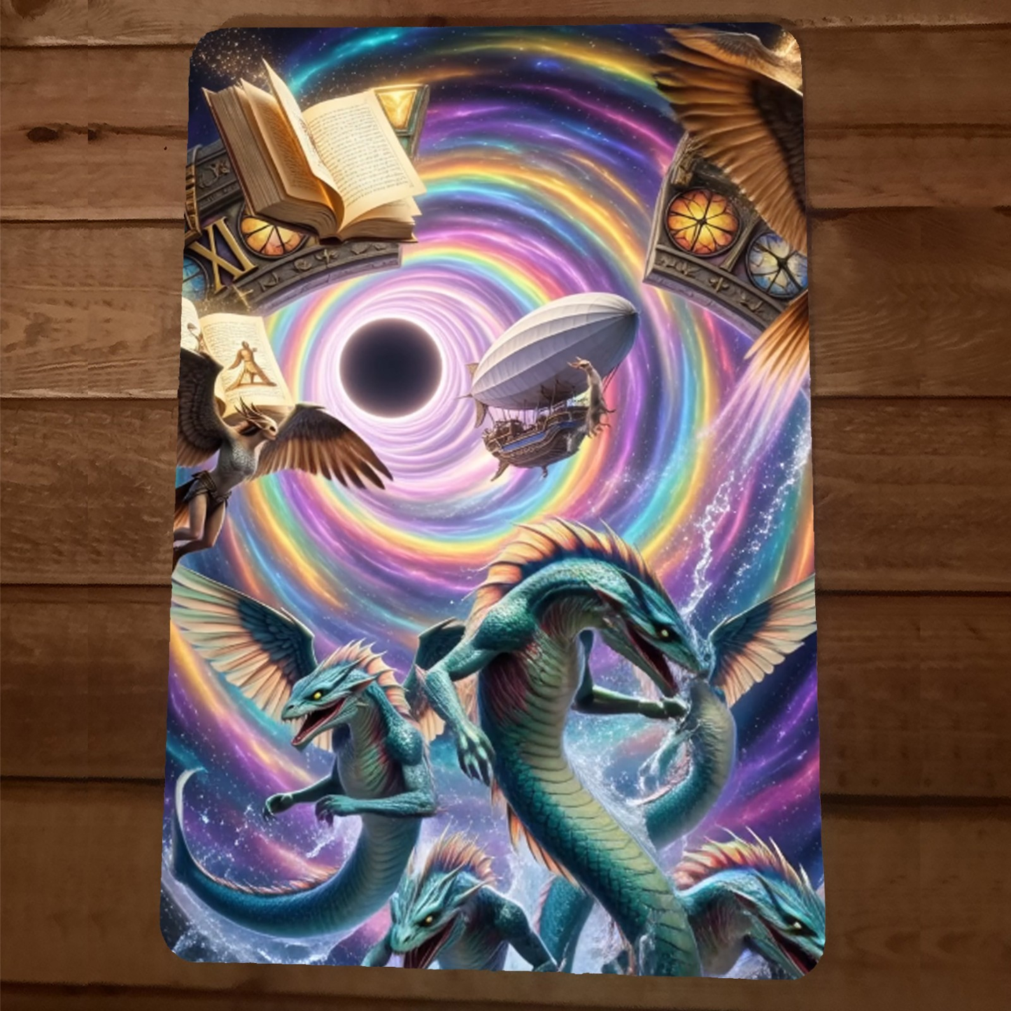 Sea Serpents & Harpies in a Wormhole 8x12 Metal Wall Sign 5th Dimension 5D