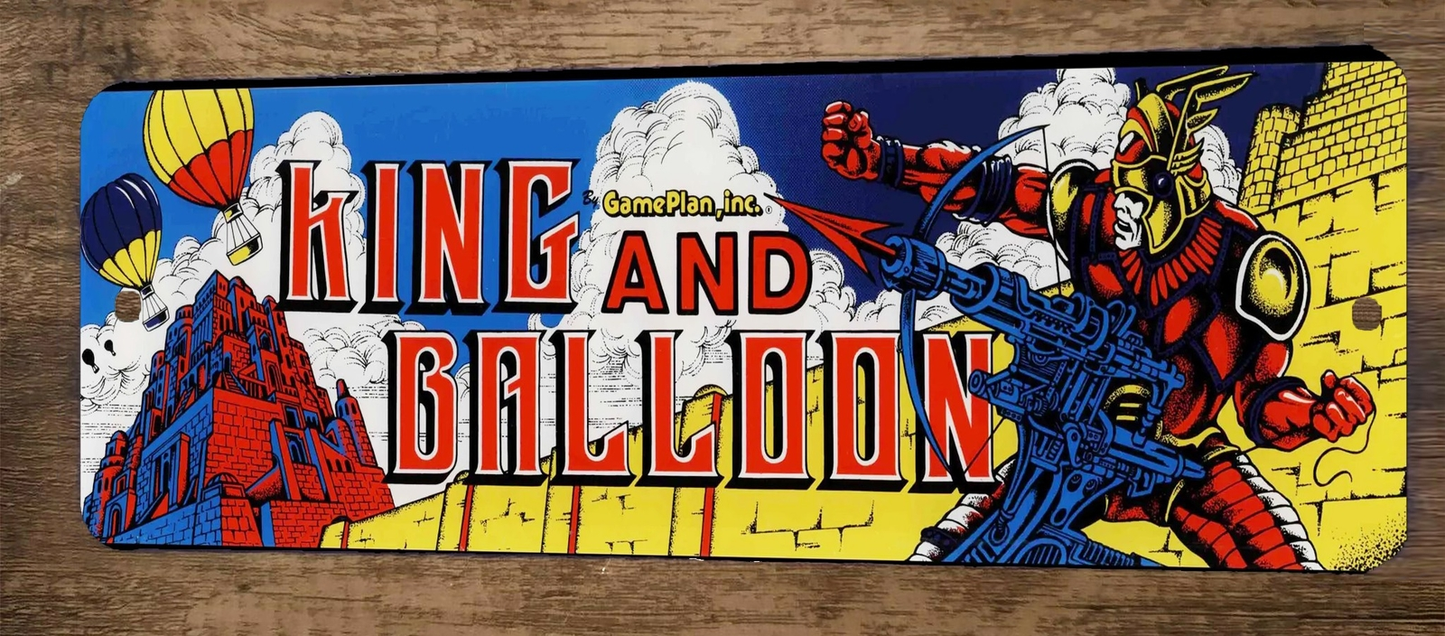 King and Balloon Arcade 3x12 Metal Wall Video Game Marquee Banner Sign