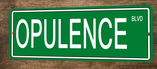 Opulence Blvd 4x12 Metal Wall Sign Banner Poster Green Steet Sign