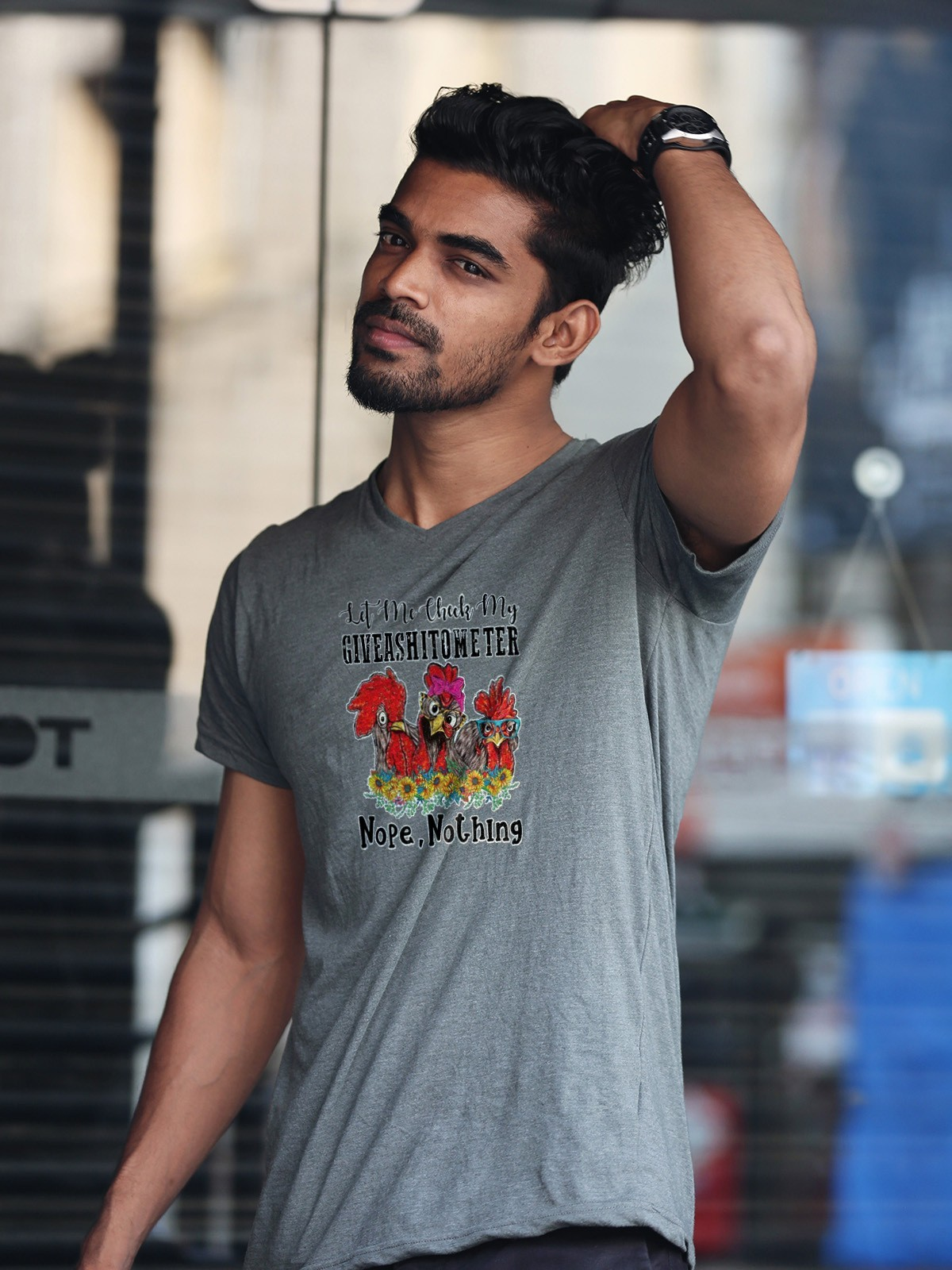 Let Me Check My Giveashitometer Nope Nothing Chickens Mens T Shirt