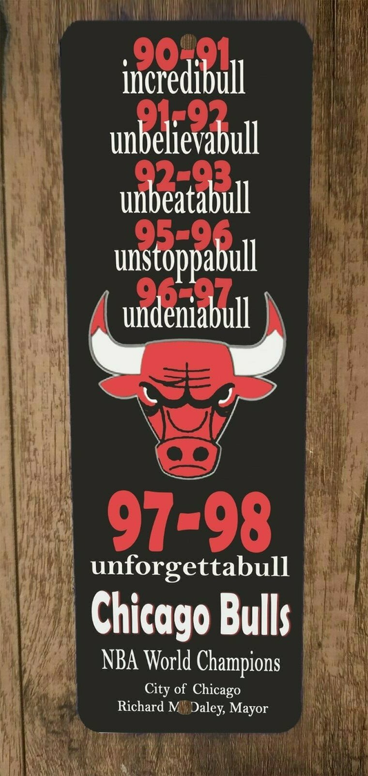 Chicago Bulls NBA World Champions 3x12 Metal Wall Sign