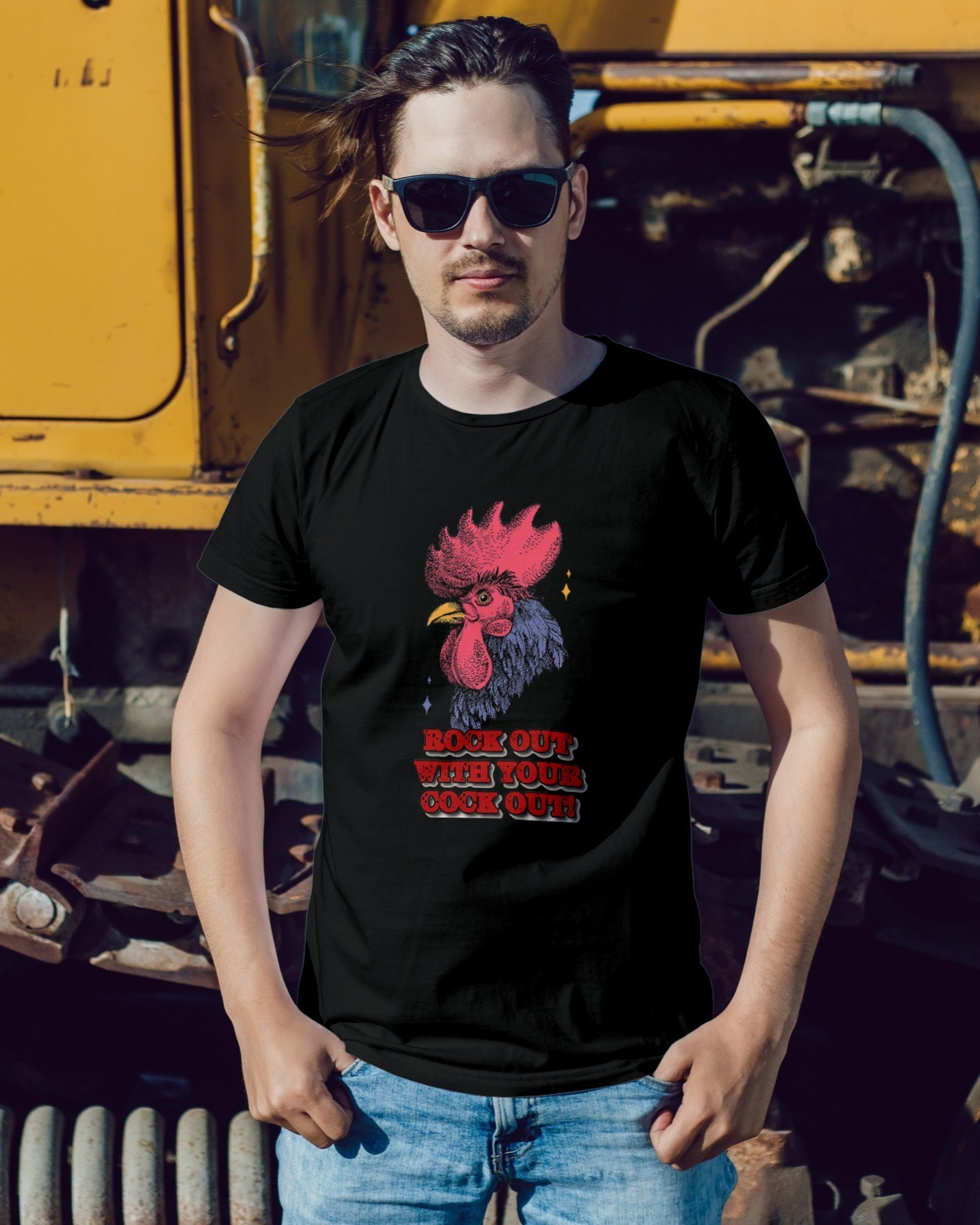 Rock Out With Your Cock Out Rooster Mens T Shirt