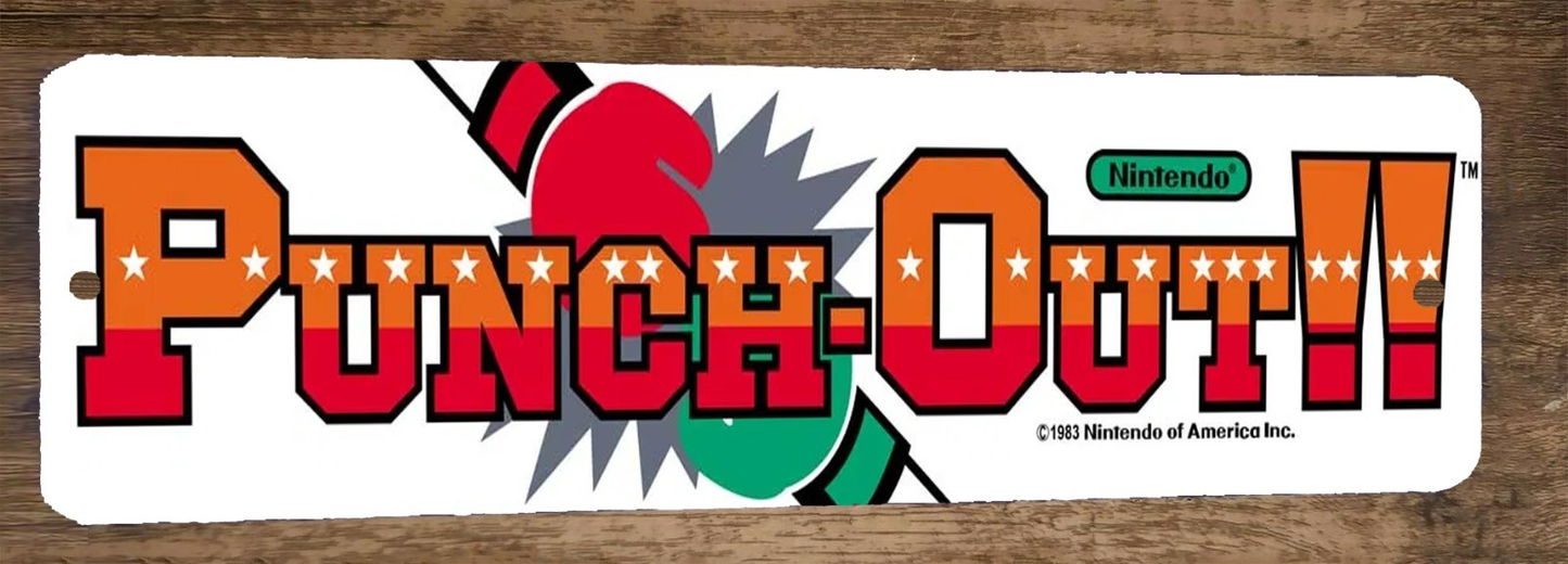 PUNCH OUT Arcade Marquee 3x12 Metal Wall Sign