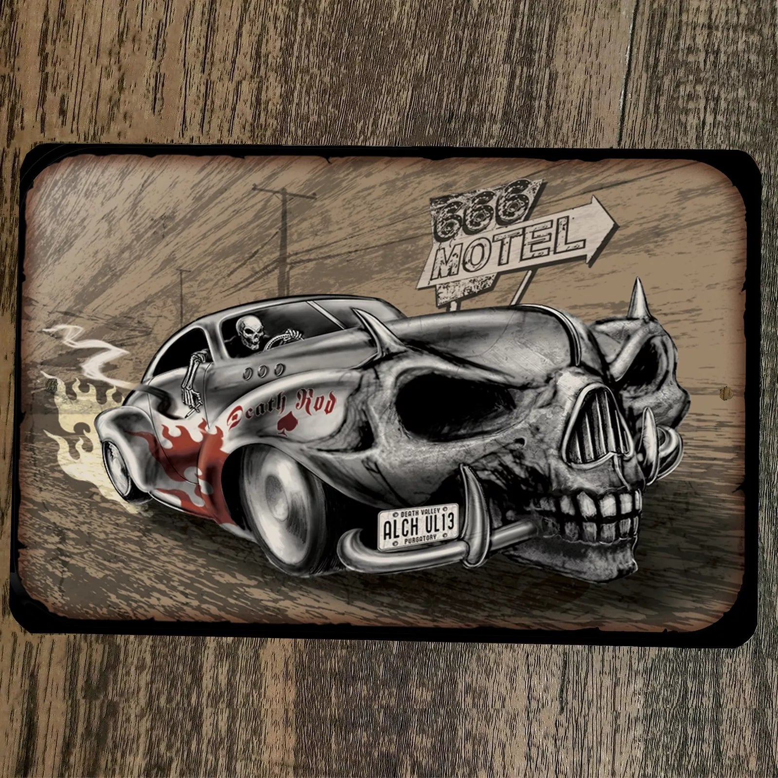Death Route Sticker Death Valley Death Rod Route 666 Motel 8x12 Metal Wall Sign Garage Pos ...