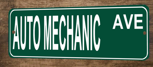 Auto Mechanic Ave 3x12  Metal Wall Sign