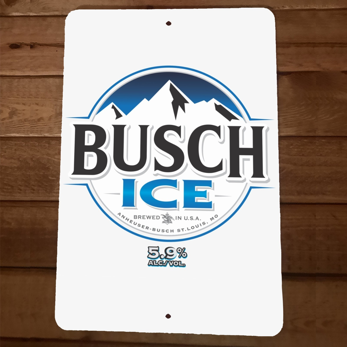 Busch Ice Poster Ad 8x12 Metal Bar Man Cave Beer Sign