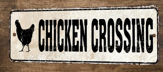 Chicken Crossing 3x12 Metal Wall Sign