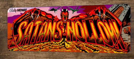 Satans Hollow Arcade 3x12 Metal Wall Video Game Marquee Banner Sign