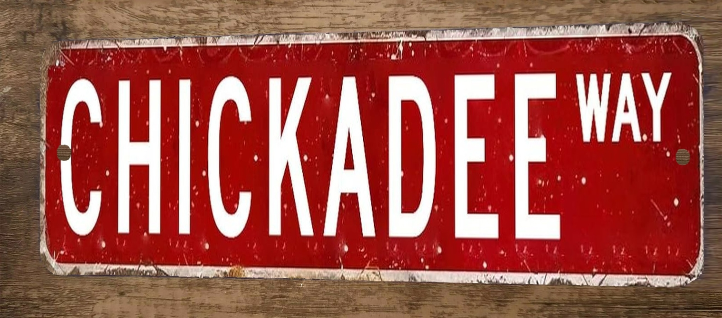 Chickadee Way 4x12 Metal Wall Sign