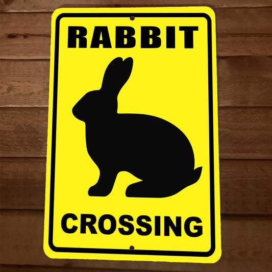 Rabbit Crossing 8x12 Metal Wall Sign Animal Poster