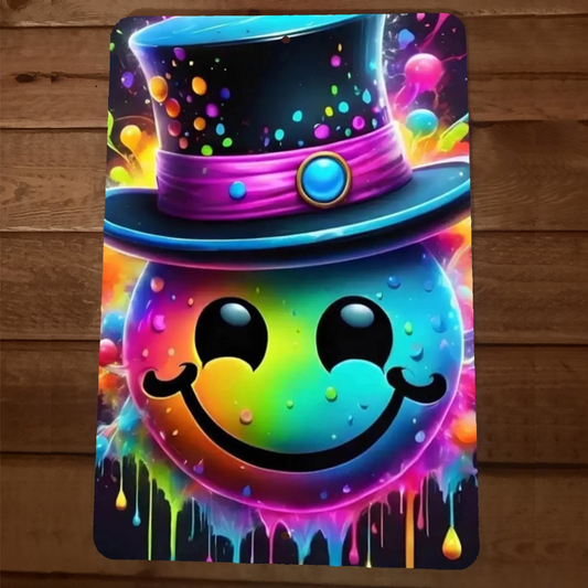 5th Dimension Melting Rainbow Smiley Artwork 8x12 Metal Wall Sign