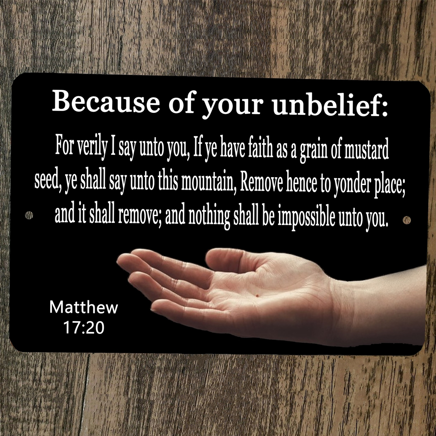 Bible Quote Matthew 17:20 Mustard Seed Faith 8x12 Metal Wall Sign