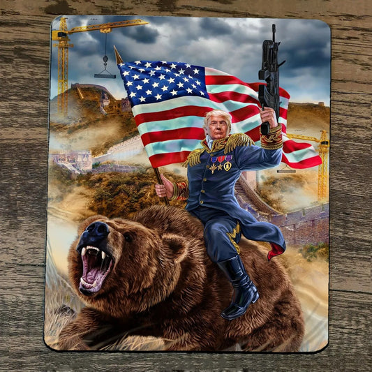 Mouse Pad Donald #45 Trump 2024 USA on Grizzly Bear