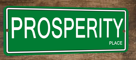 Prosperity Place 4x12 Metal Wall Sign Banner Poster Green Steet Sign
