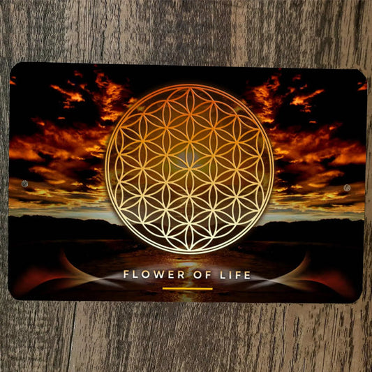 Sacred Geometry Flower of Life 8x12 Metal Wall Sign