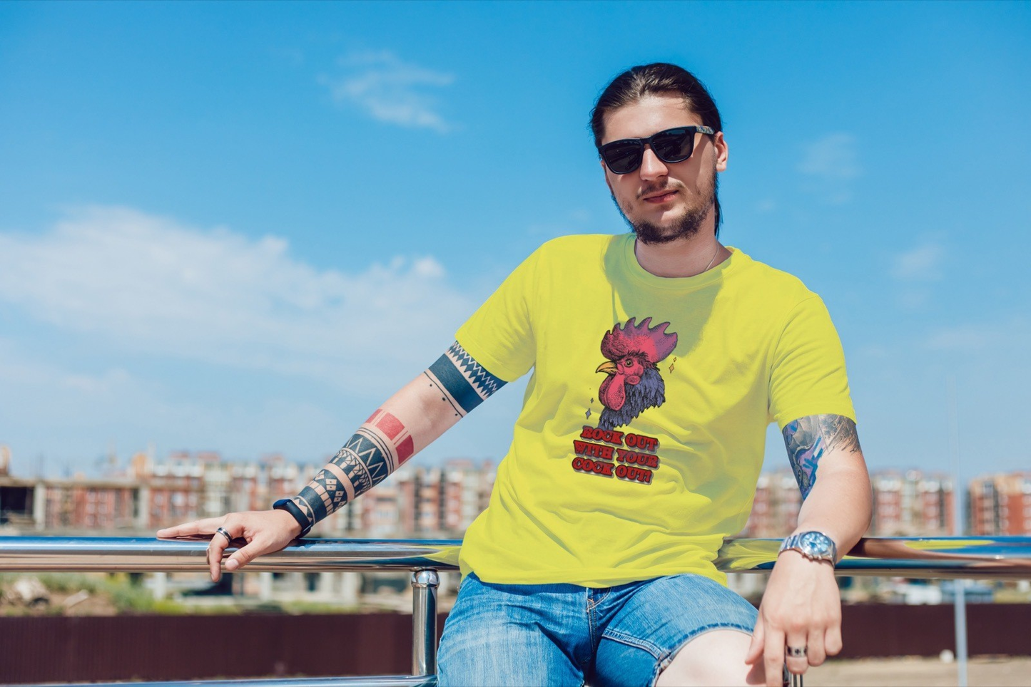Rock Out With Your Cock Out Rooster Mens T Shirt