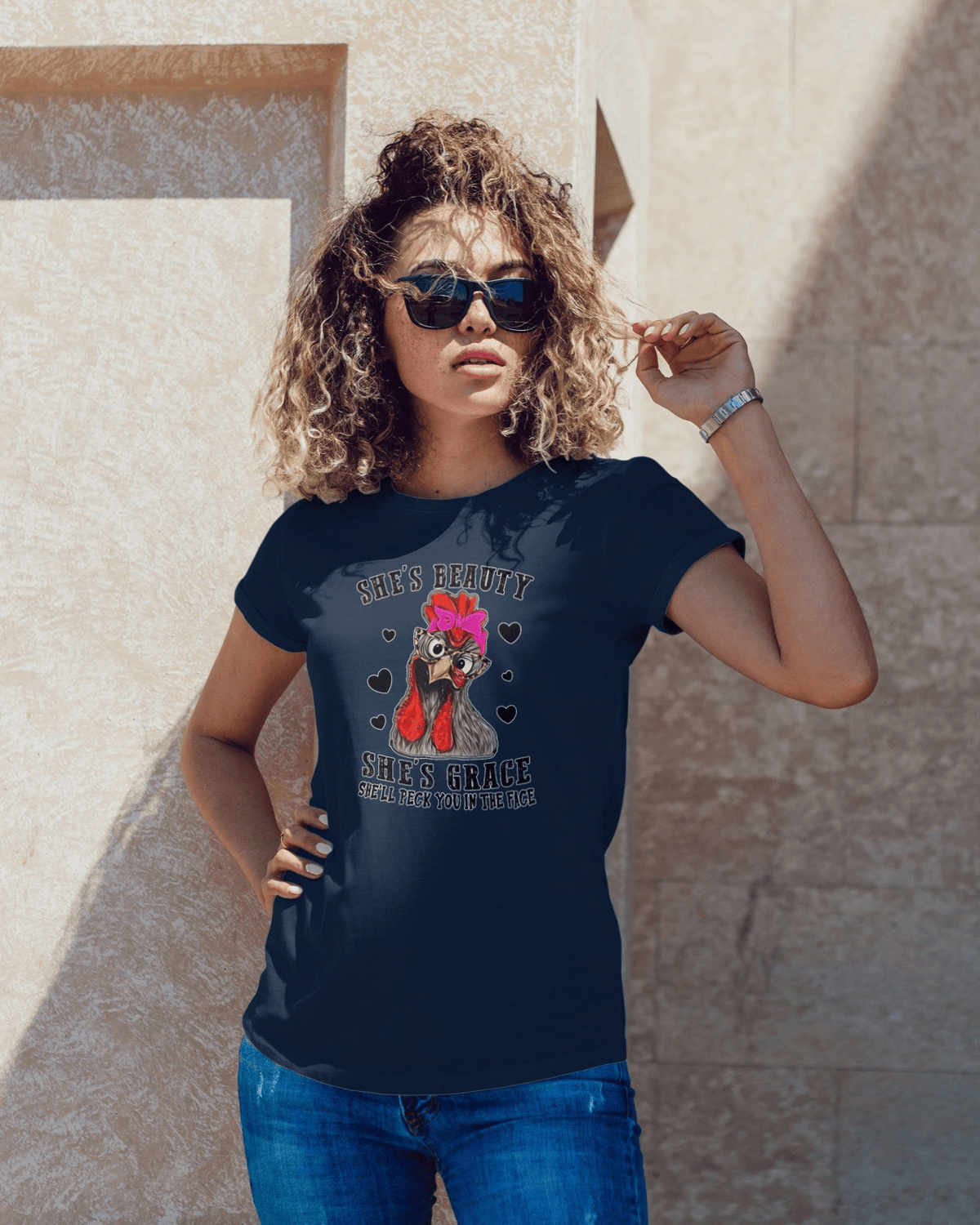 Shes Beauty Shes Grace Shell Peck You in the Face Mens T Shirt Mens T Shirt