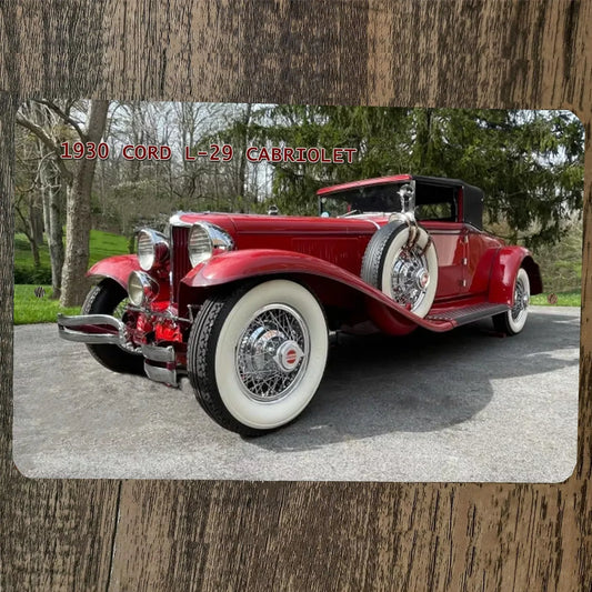 1930 Cord L-29 Cabriolet 8x12 Metal Wall Sign Hot Rod Classic Car