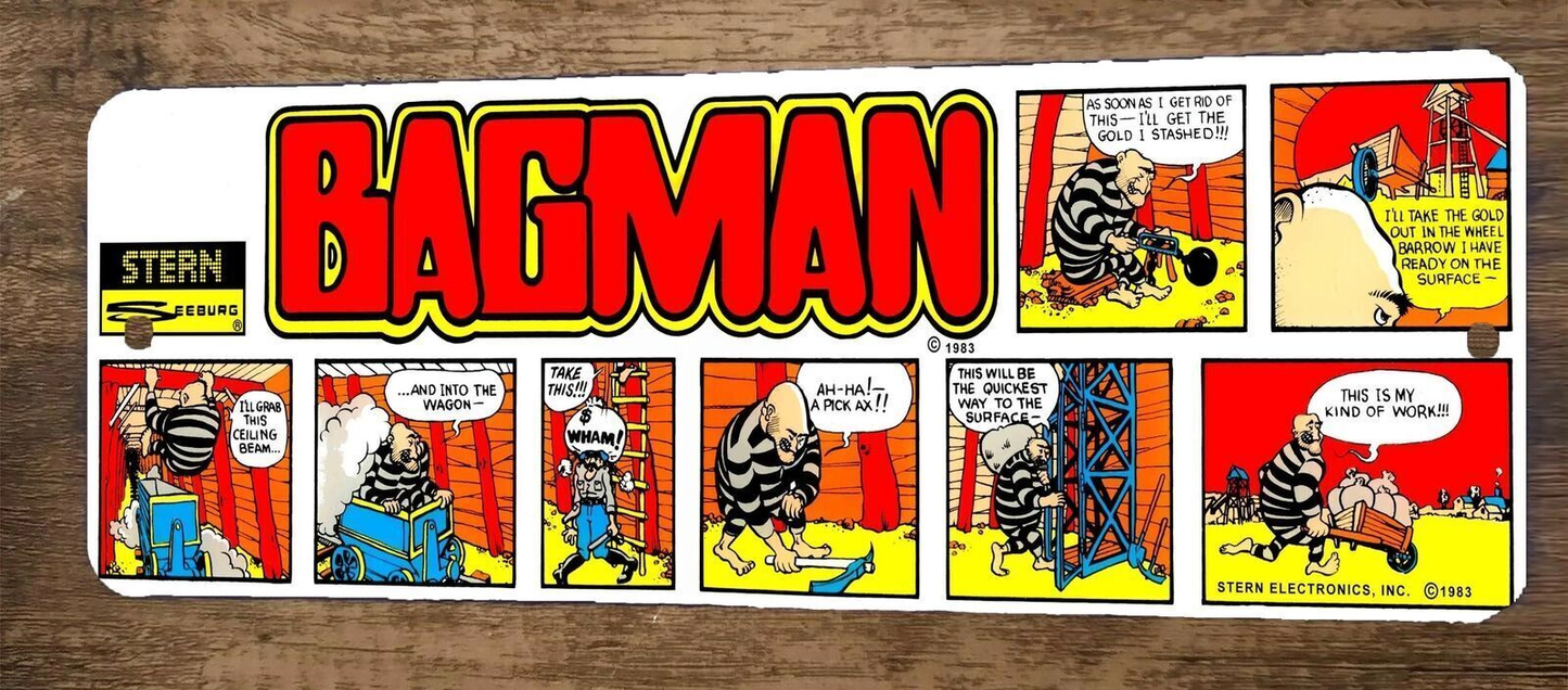 Bagman Arcade 3x12 Metal Wall Video Game Marquee Banner Sign