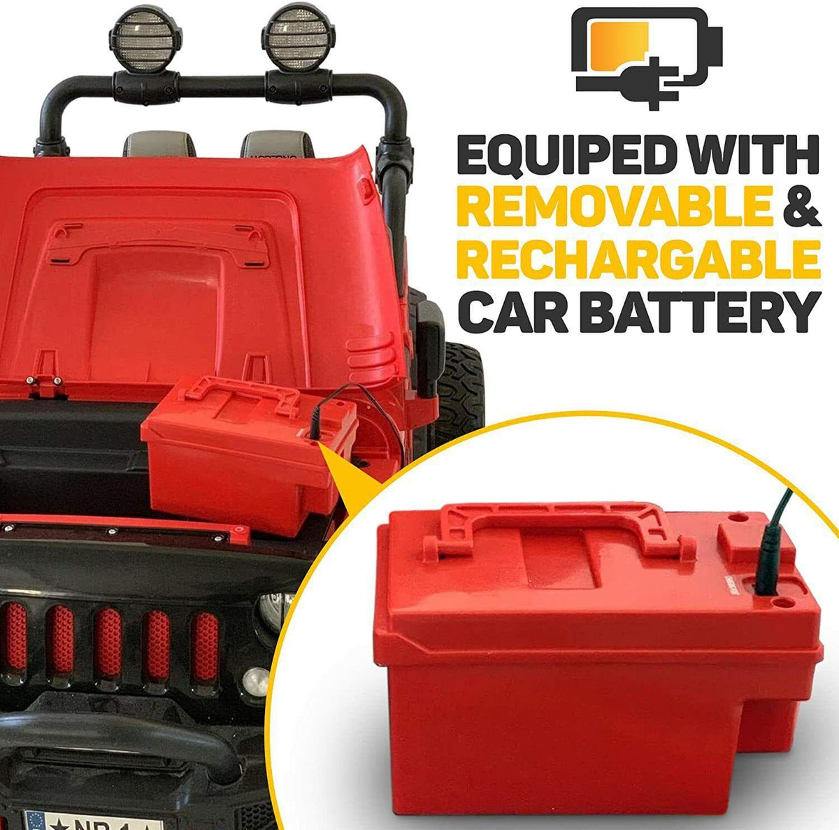 24V Dual-Seater Children's Ride-On Fire Truck Jeep, 2 Strong Motors, Rubber Wheels + Remote Control
