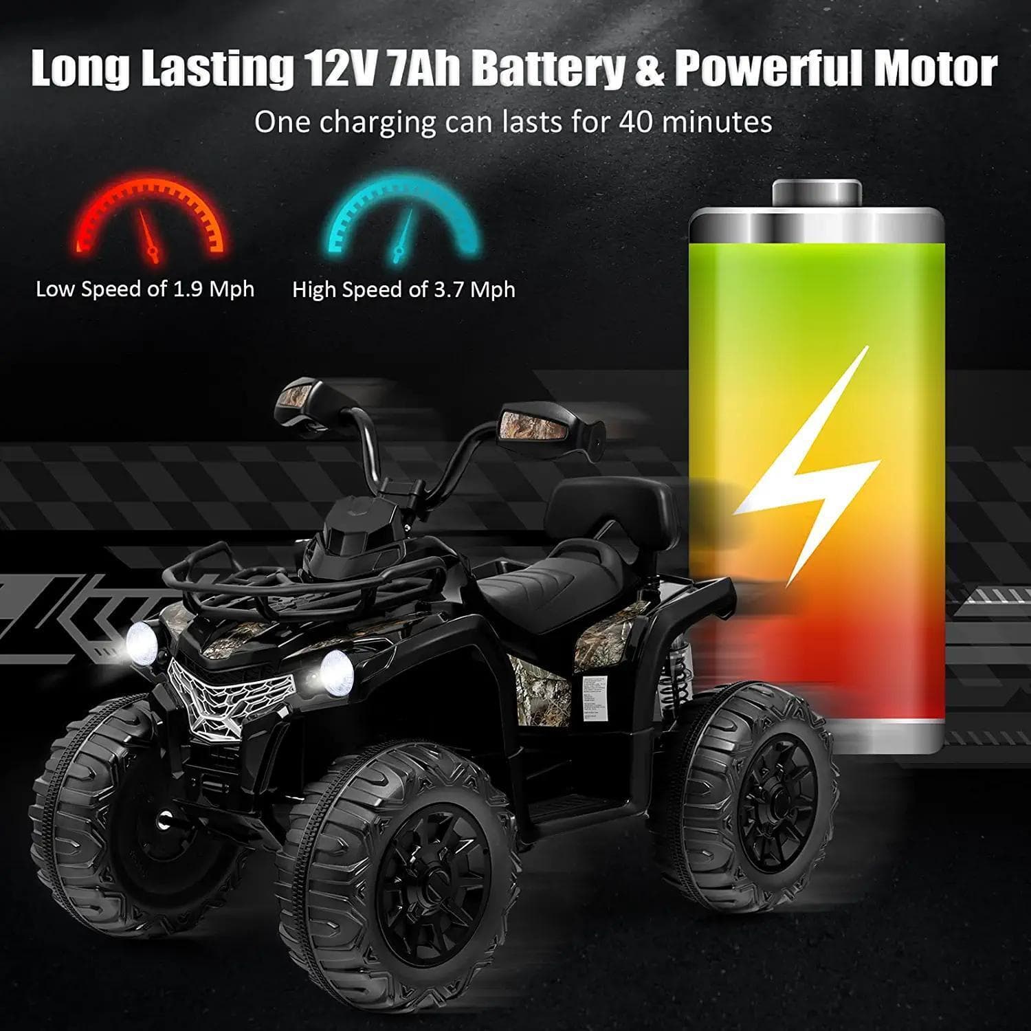 PRORIDER 12V Children's Electric ATV Quad Bike with Two Speeds