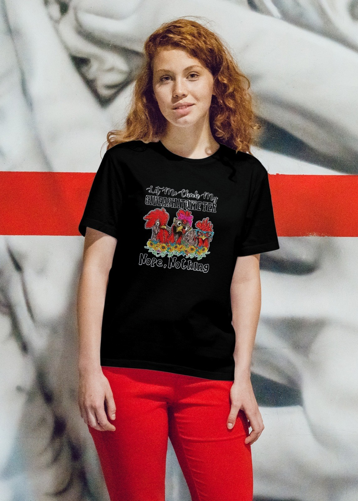 Let Me Check My Giveashitometer Nope Nothing Chickens Mens T Shirt