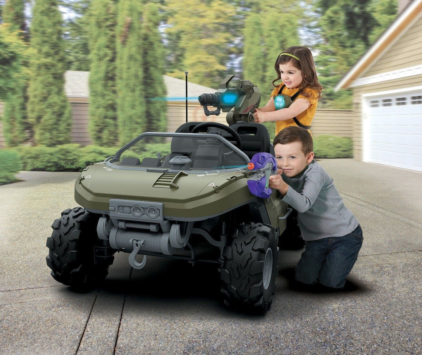 Halo Warthog Electric Ride-On Vehicle with Laser Tag Gun and Body Armor - Microsoft Licensed