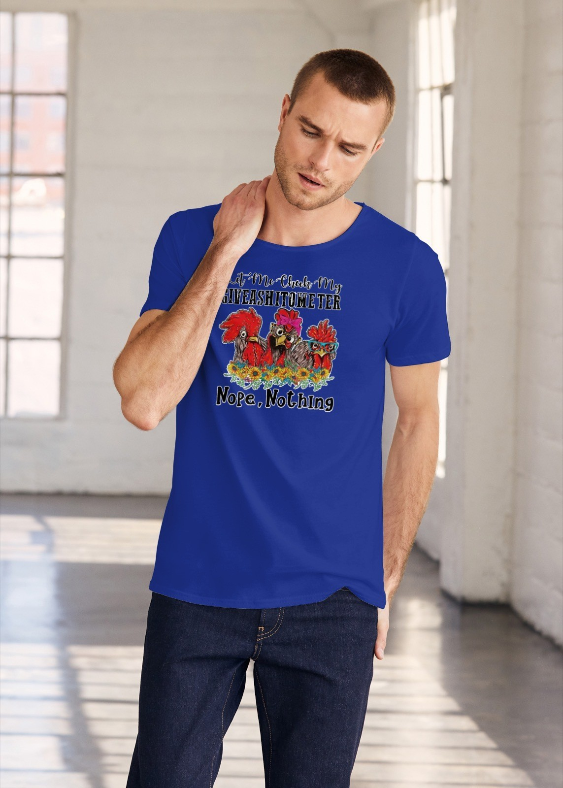 Let Me Check My Giveashitometer Nope Nothing Chickens Mens T Shirt