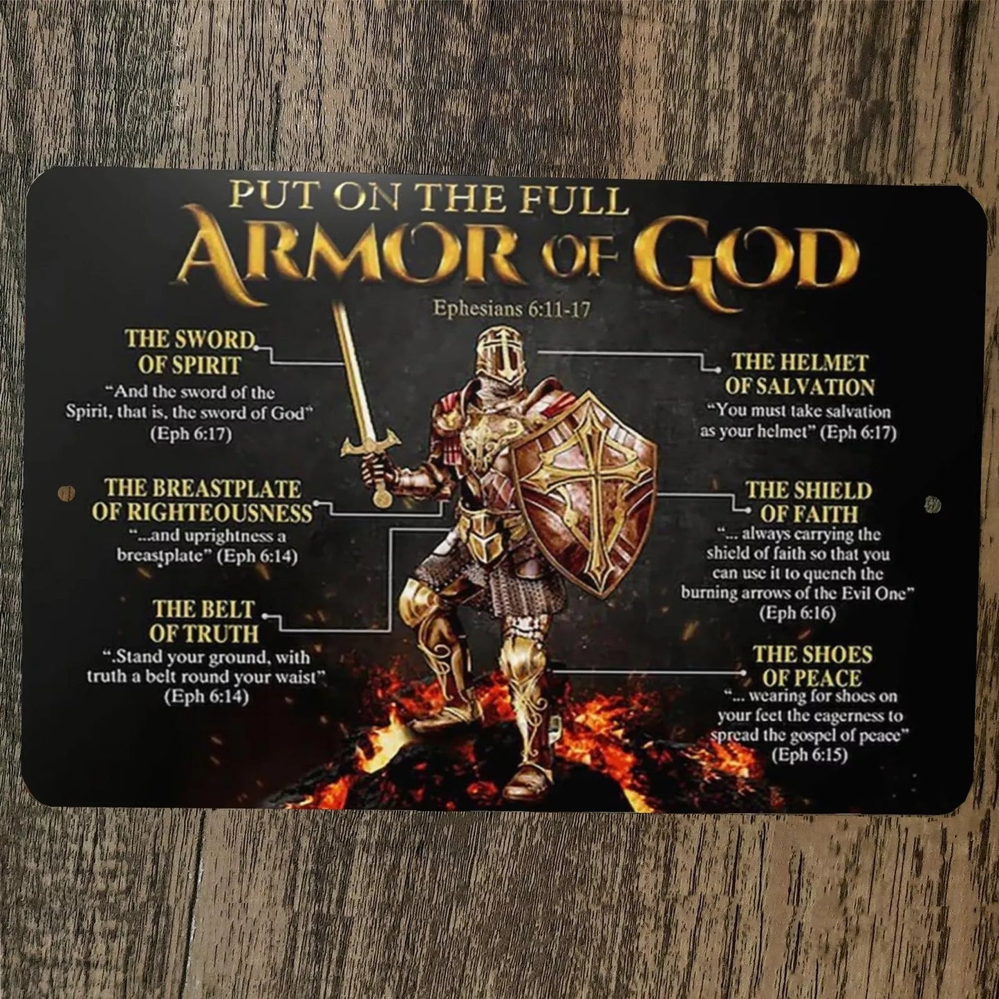 Put on the Full Armor of God  8x12 Metal Wall Sign Poster