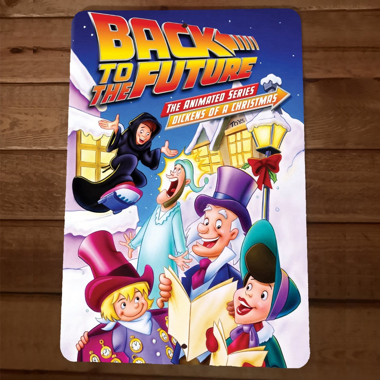 Back to the Future Christmas Cartoon Artwork 8x12 Wall Sign