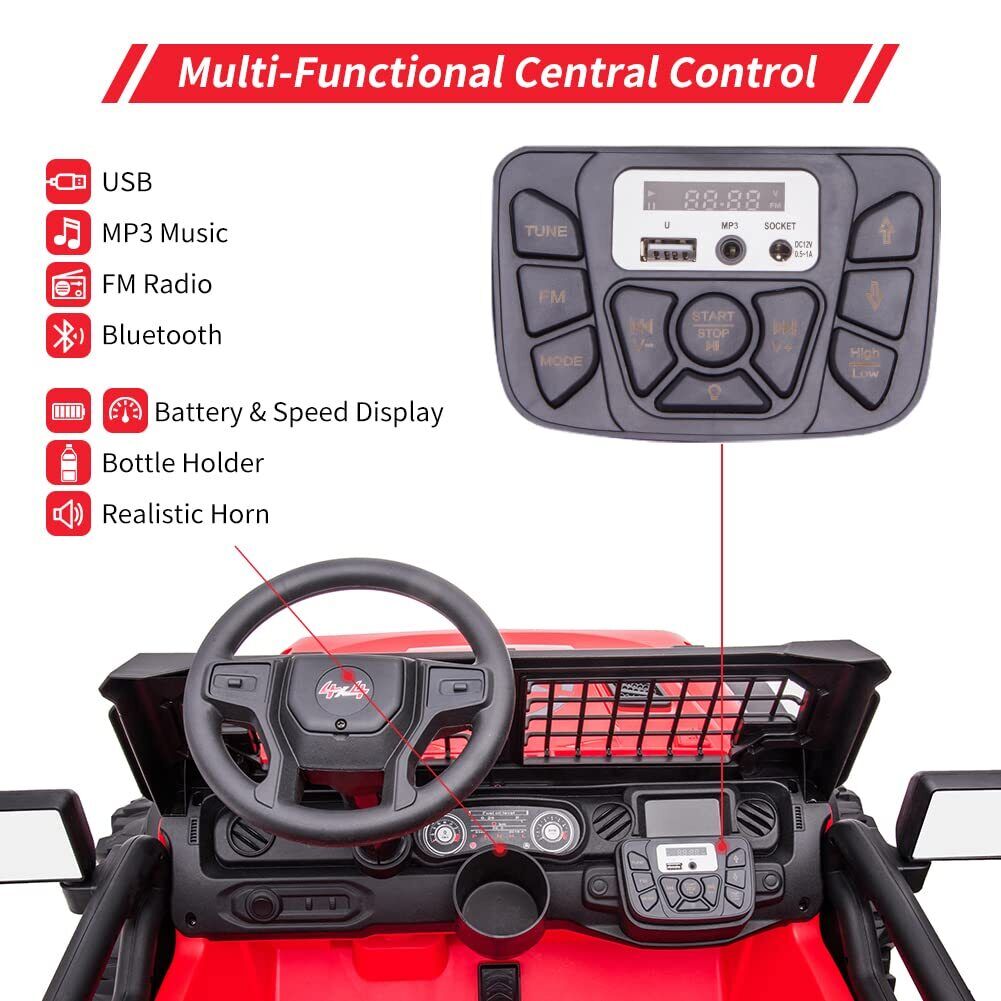 Large Seat 2-Seater Ride-On Truck for Kids with Remote Control - Red Color, 24V