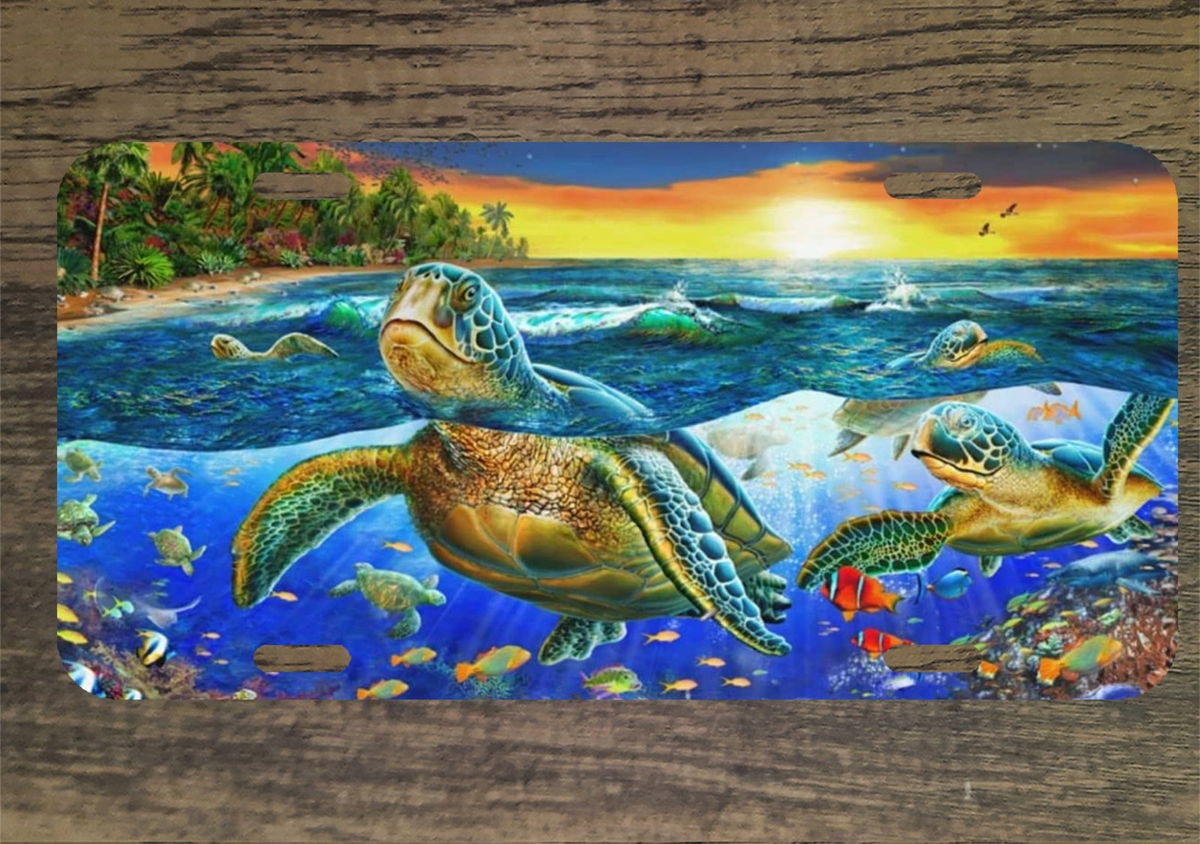 Sea Turtles Art 6x12 Custom Mountable Novelty License Plate