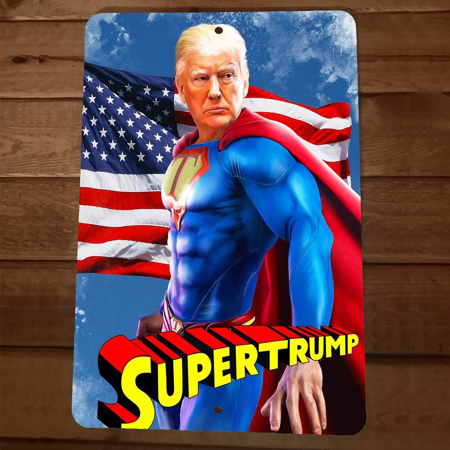 Supertrump Donald Trump 8x12 Metal Wall Sign Garage Poster America Superman