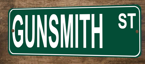 Gunsmith St 3x12 Metal Wall Sign