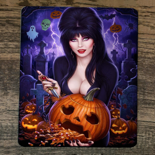 Mouse Pad Mistress of the Dark Queen Elvira Pumpkin Carving